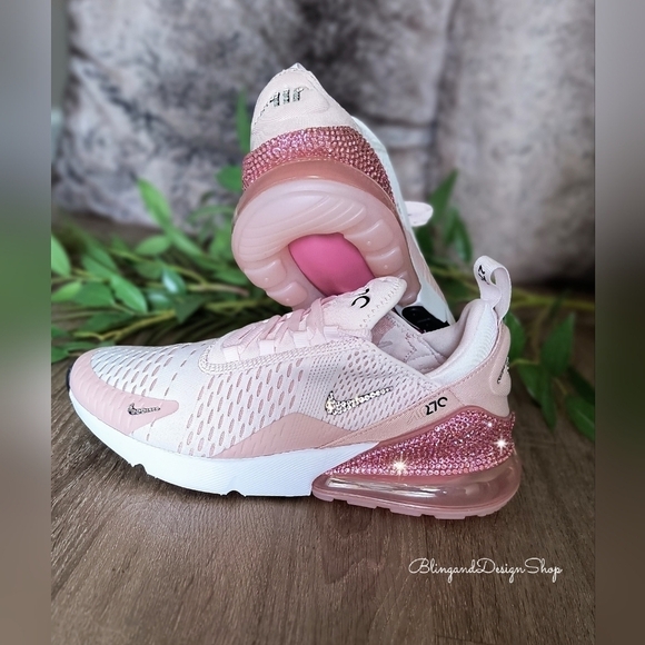 Nike Shoes - Nike Air Max 270 Pink Sneakers made with Swarovski Crystals Custom